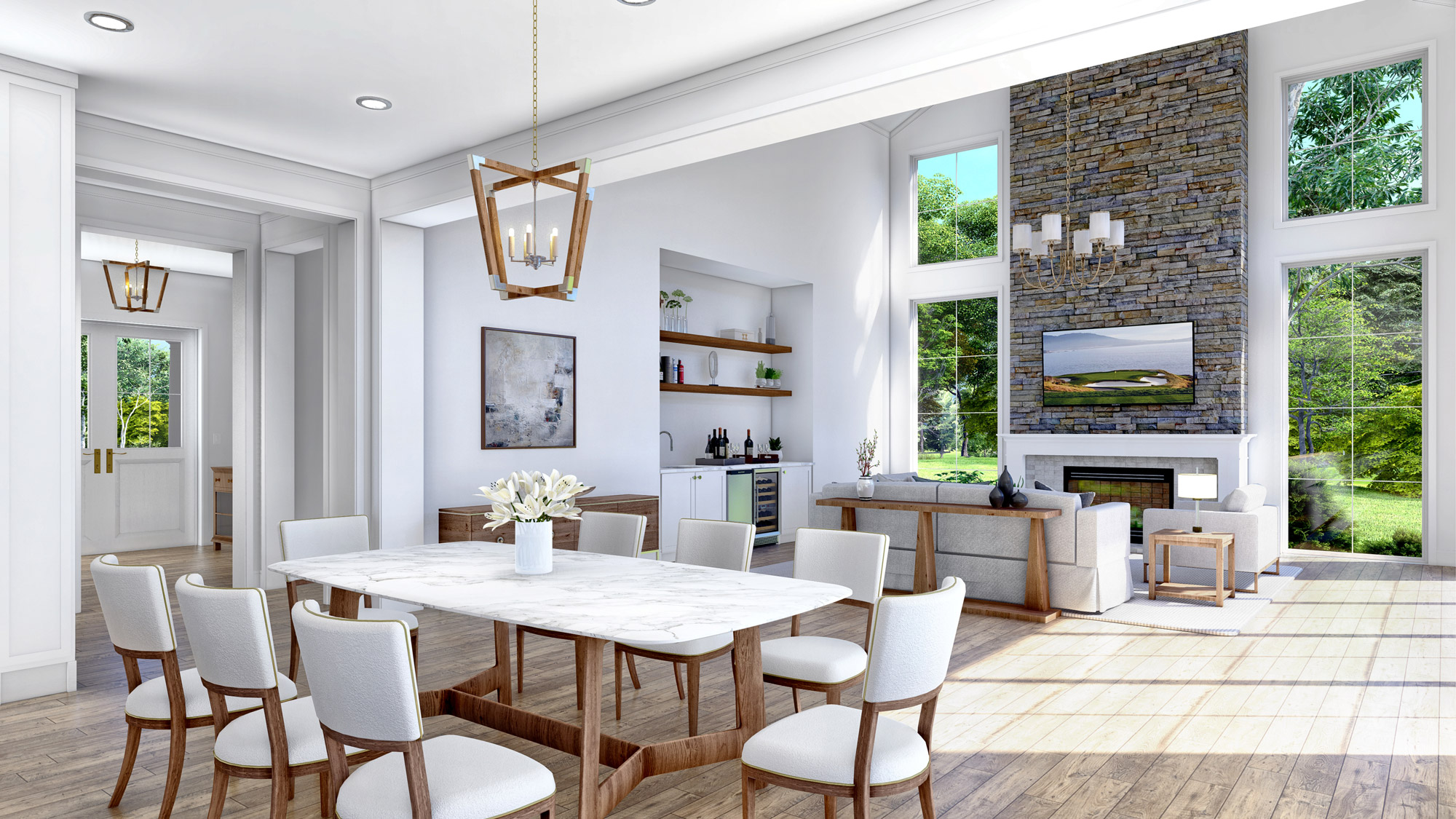 3d render DINING-ROOM-long cove texas