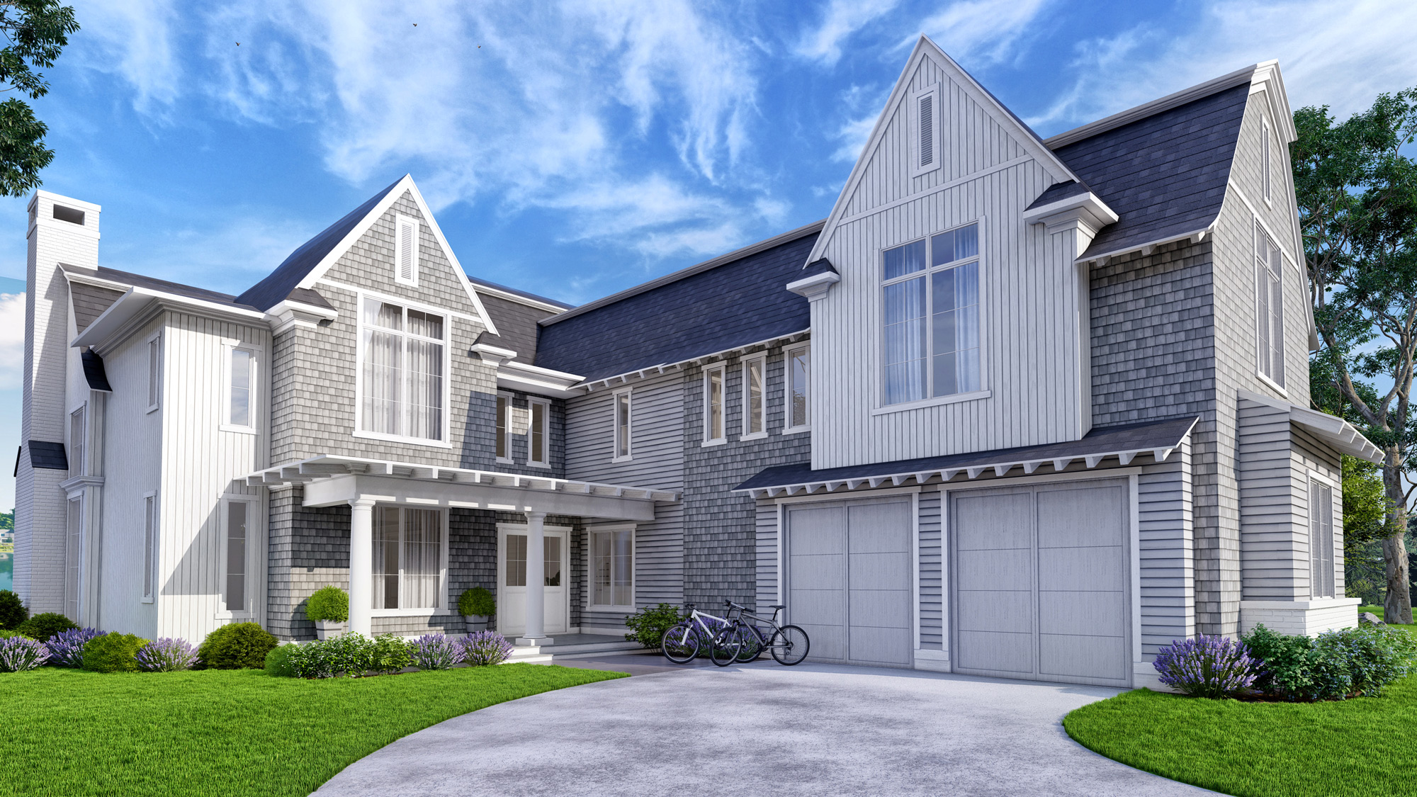 3d render porch view long cove